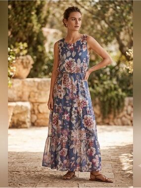 Lara G Women's Silk Floral Maxi Dress